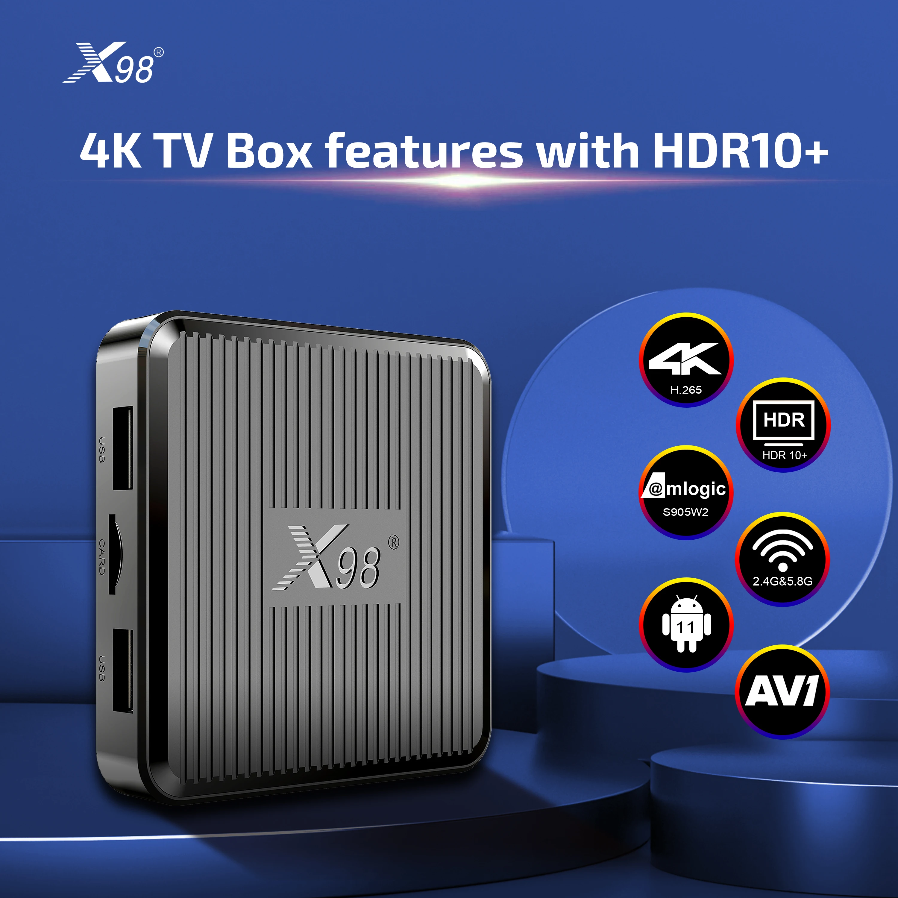WOOPKER H96 Max X4 Smart TV Box Android 11 Amlogic S905X4 8K AV1 Media  Player 4GB 64GB BT4.0 Dual Wifi Voice Control Set Top Box